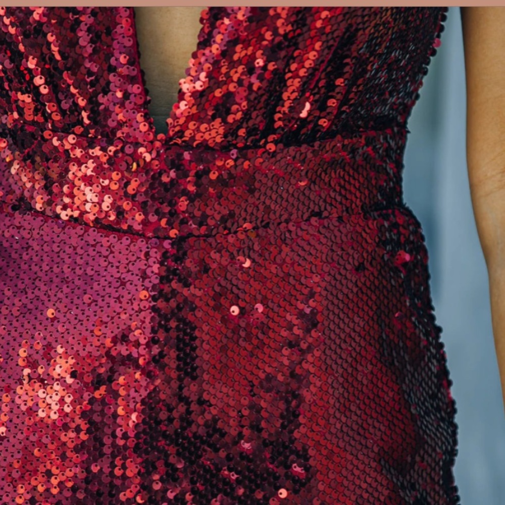 Burgundy Sequin Jumpsuit - Picture 5 of 6